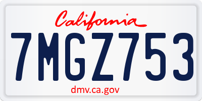 CA license plate 7MGZ753