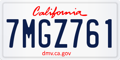 CA license plate 7MGZ761