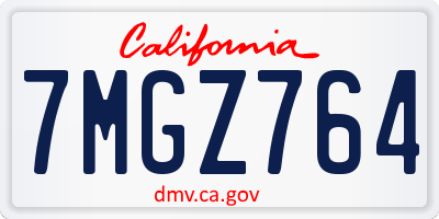 CA license plate 7MGZ764