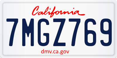 CA license plate 7MGZ769