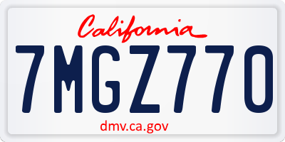 CA license plate 7MGZ770