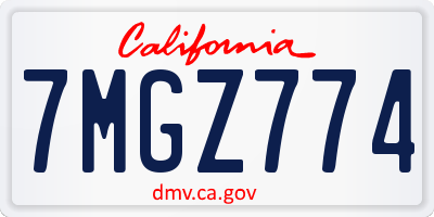 CA license plate 7MGZ774