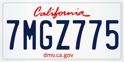 CA license plate 7MGZ775