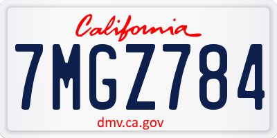 CA license plate 7MGZ784