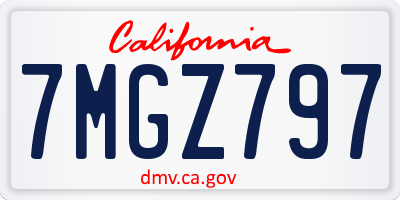 CA license plate 7MGZ797