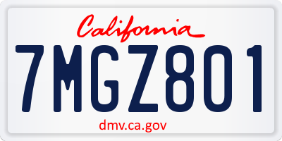 CA license plate 7MGZ801