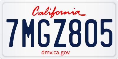 CA license plate 7MGZ805