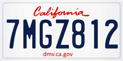 CA license plate 7MGZ812