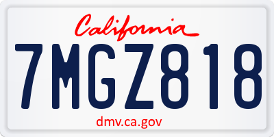 CA license plate 7MGZ818