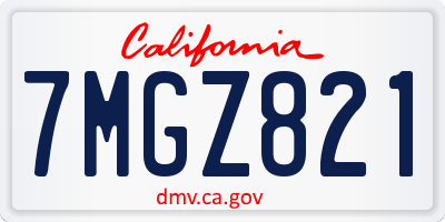 CA license plate 7MGZ821