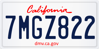 CA license plate 7MGZ822
