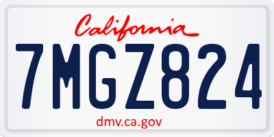 CA license plate 7MGZ824
