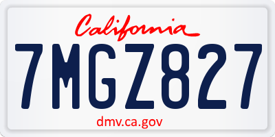 CA license plate 7MGZ827