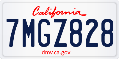 CA license plate 7MGZ828