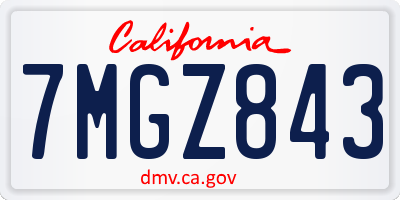 CA license plate 7MGZ843