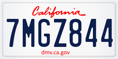 CA license plate 7MGZ844