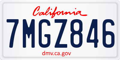 CA license plate 7MGZ846