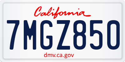 CA license plate 7MGZ850