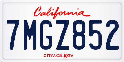 CA license plate 7MGZ852