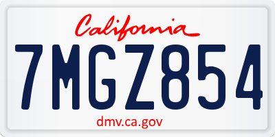 CA license plate 7MGZ854