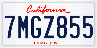 CA license plate 7MGZ855