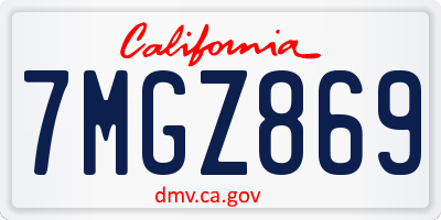 CA license plate 7MGZ869