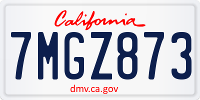 CA license plate 7MGZ873