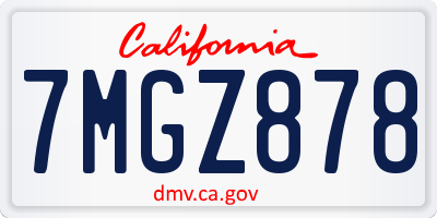 CA license plate 7MGZ878