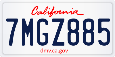 CA license plate 7MGZ885