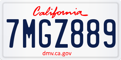 CA license plate 7MGZ889