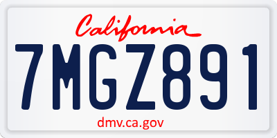 CA license plate 7MGZ891