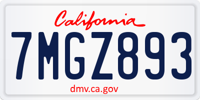 CA license plate 7MGZ893