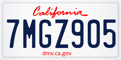 CA license plate 7MGZ905