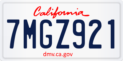 CA license plate 7MGZ921