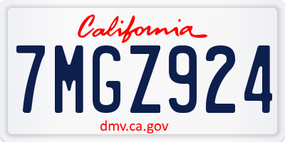 CA license plate 7MGZ924