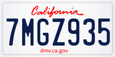 CA license plate 7MGZ935