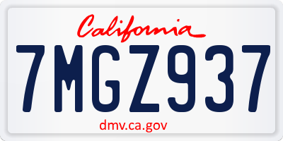 CA license plate 7MGZ937