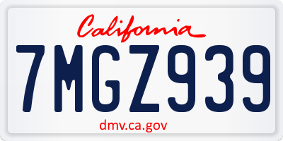 CA license plate 7MGZ939
