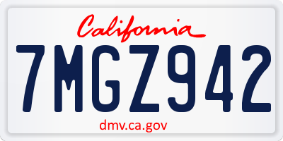 CA license plate 7MGZ942
