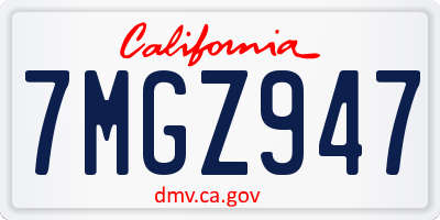 CA license plate 7MGZ947