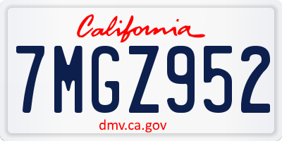 CA license plate 7MGZ952