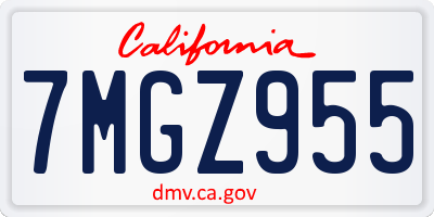 CA license plate 7MGZ955