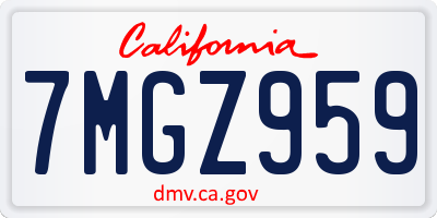 CA license plate 7MGZ959