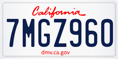 CA license plate 7MGZ960