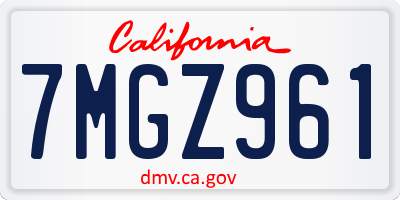 CA license plate 7MGZ961