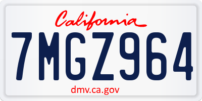 CA license plate 7MGZ964