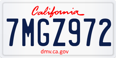 CA license plate 7MGZ972