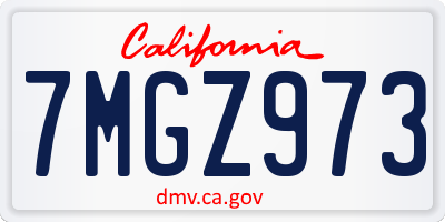 CA license plate 7MGZ973