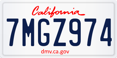 CA license plate 7MGZ974