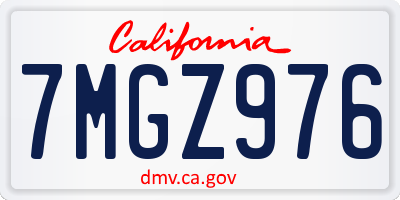 CA license plate 7MGZ976
